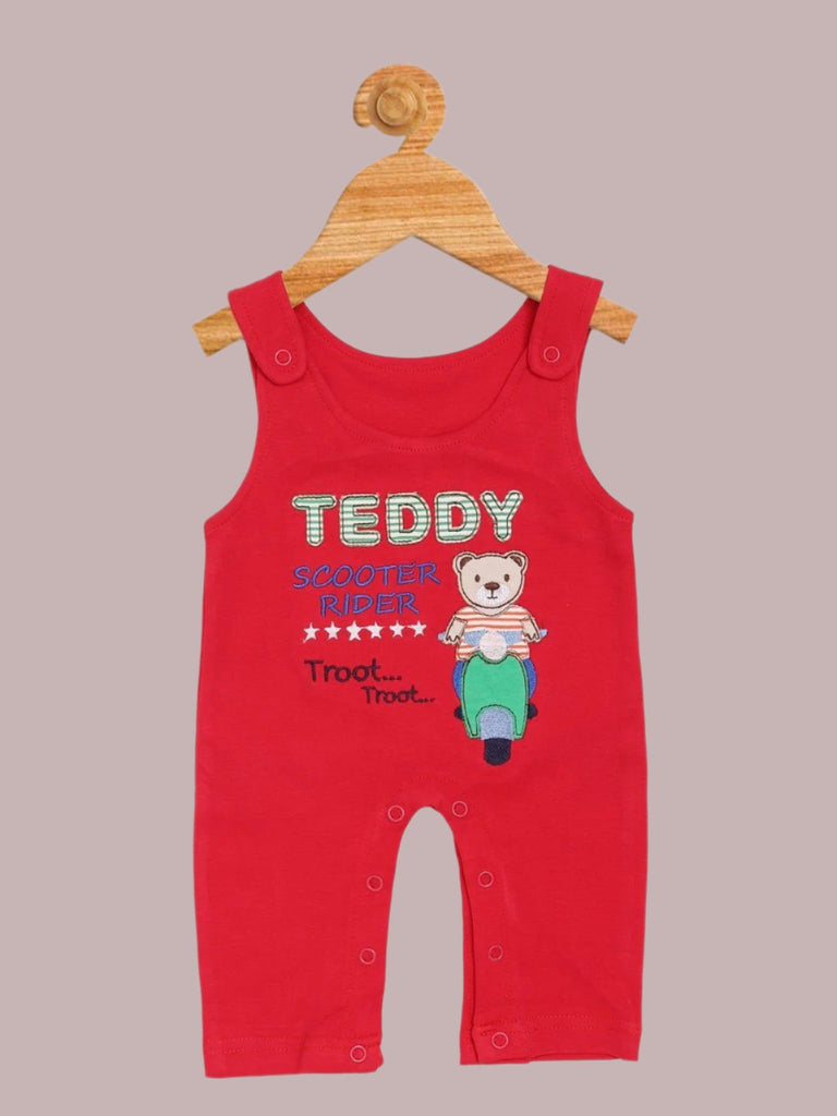 Olio Kids Baby Boys' Red Teddy Scooter Rider Romper