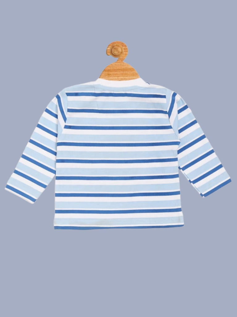 Olio Kids Boy’s Blue ‘Big Adventure’ Striped Long Sleeve T-Shirt Back View