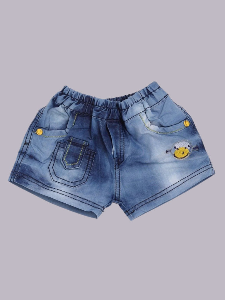 Olio Kids Boy’s Brown ‘Happy Dino’s Road’ Denim Shorts Front View