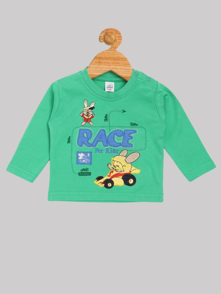 Olio Kids Boy’s Green ‘Race for Kids’ Long Sleeve T-Shirt Front View