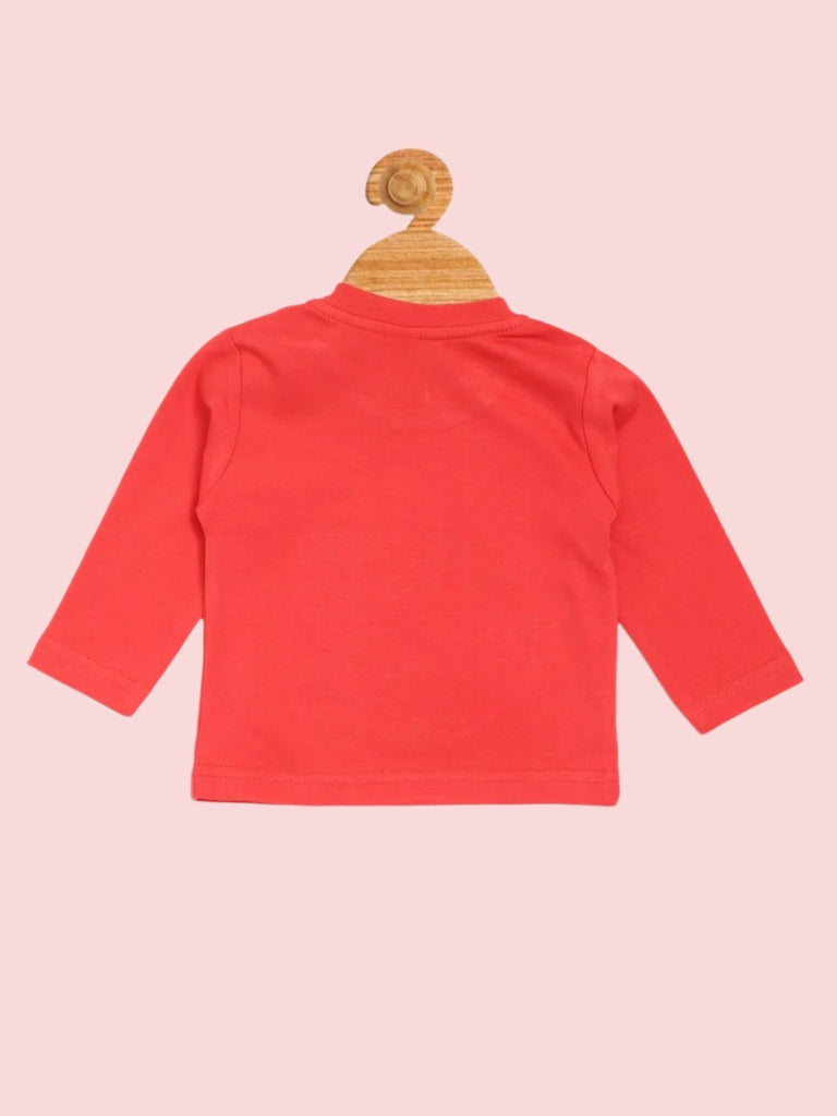 Back view of the Red Long Sleeve T-Shirt from the Boy’s ‘Race for Kids’ T-Shirt and Navy Pants Set.