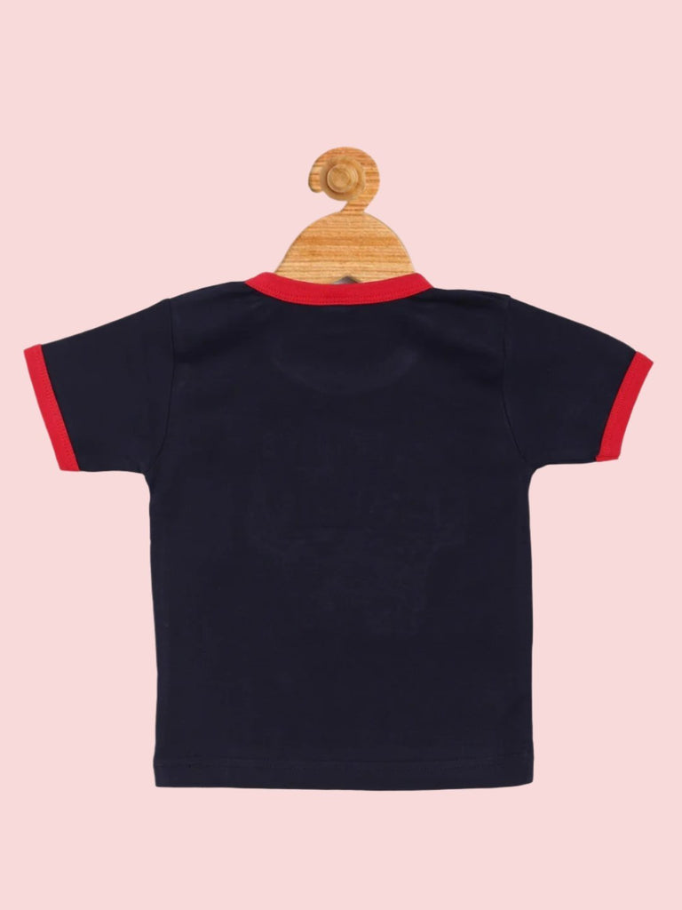 Back view of the navy blue T-Shirt from the Boy’s Navy Blue ‘Mommy’s First Mate’ T-Shirt and Shorts Set.