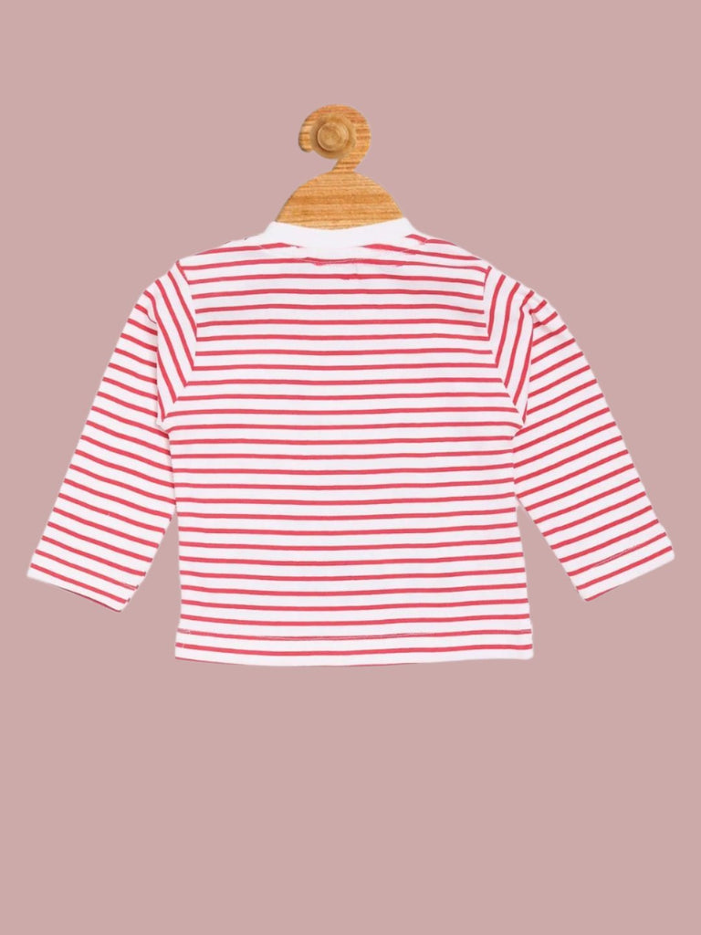 Olio Kids Boy’s Red ‘On the Beach’ Striped Long Sleeve T-Shirt Back View