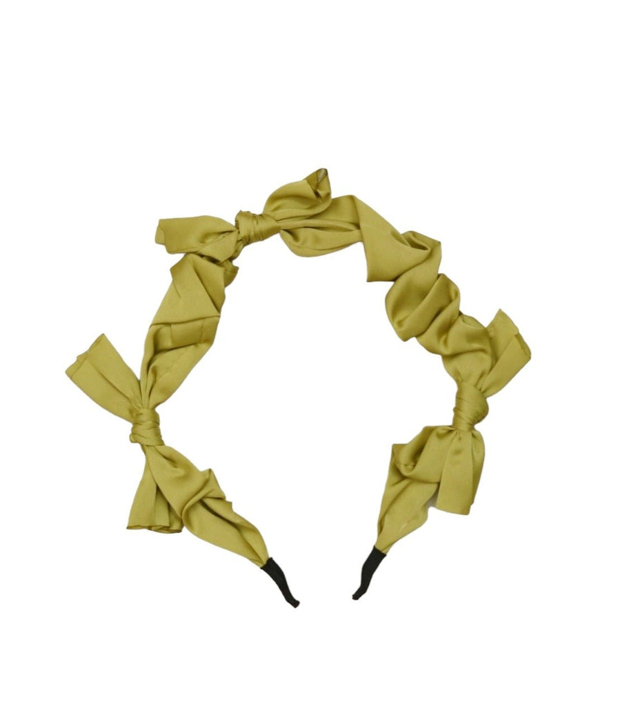 Elegant Green Bow Hairband by Yellow Bee, comfortable for all-day wear