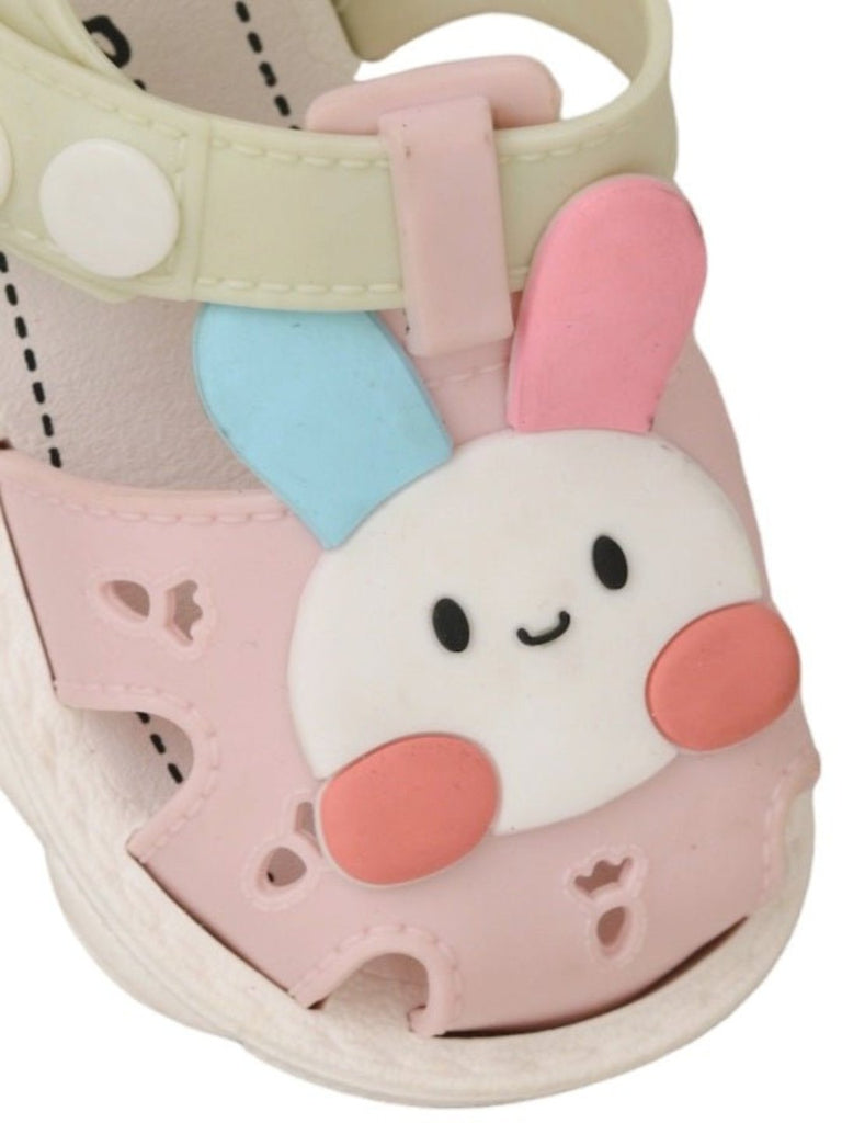 Zoomed-in view of Pastel Bunny Delight Sandals for Girls, focusing on the intricate design details