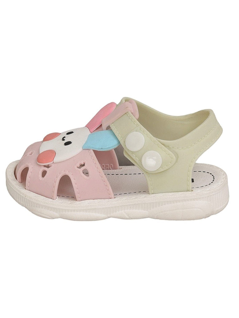 Side angle view of Pastel Bunny Delight Sandals showing the comfort strap and detailed bunny design