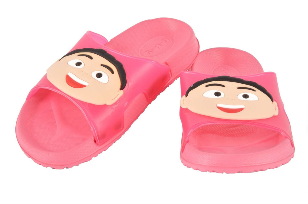 Full View of Yellow Bee Peach Cartoon Character Slippers for Girls