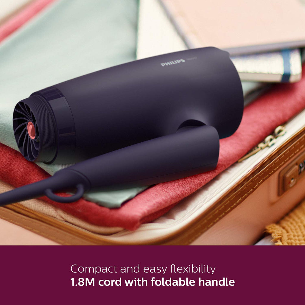 Compact Philips Hair Dryer with Foldable Handle for Easy Packing