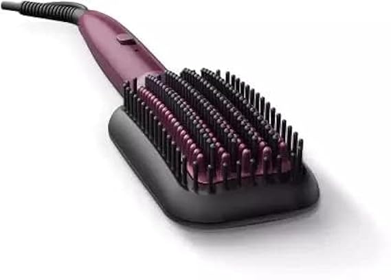 Philips Wine-Colored Hair Straightener Brush with Ceramic Heater