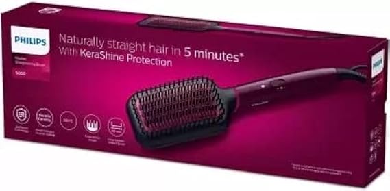 Box packaging of Philips Hair Straightener Brush with KeraShine Protection
