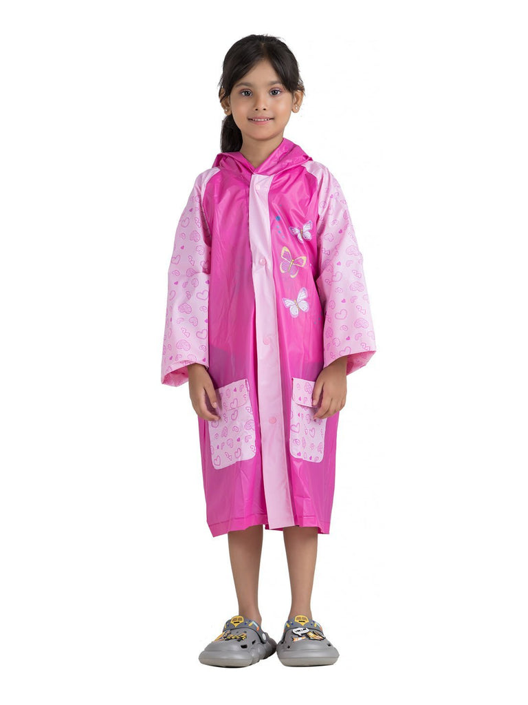 pink-butterfly-raincoat-for-girls-Front View