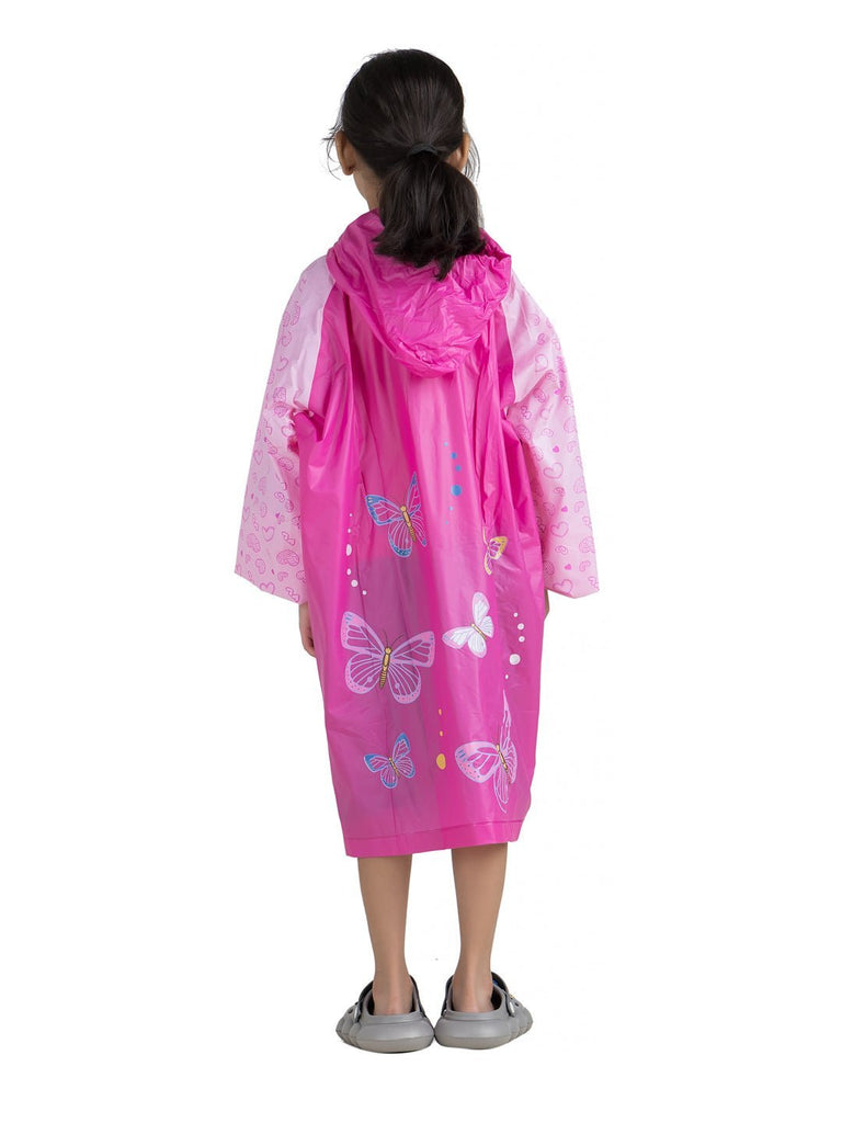 pink-butterfly-raincoat-for-girls-Back View