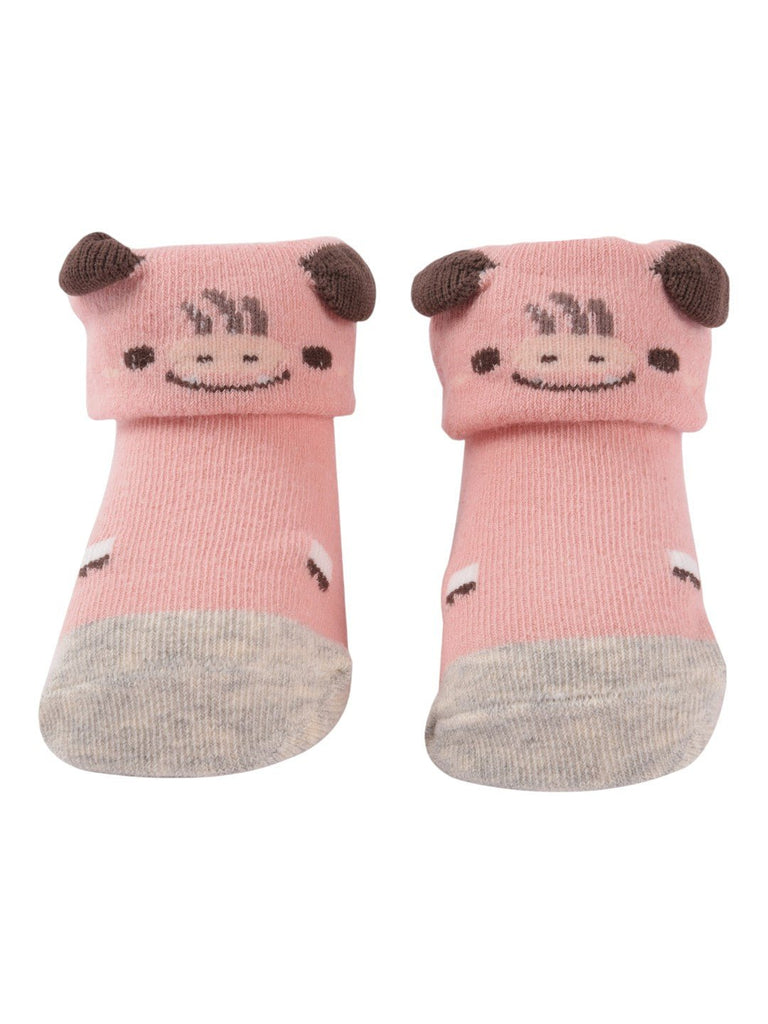 Yellow Bee Pink Cow Baby Socks with 3D Ears Product View