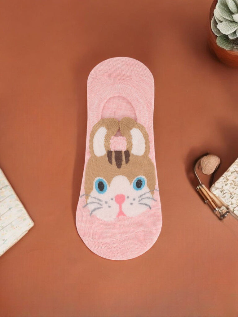 "Creative view of Pink Kitty Face No-Show Socks for Toddlers – Comfortable and Soft"