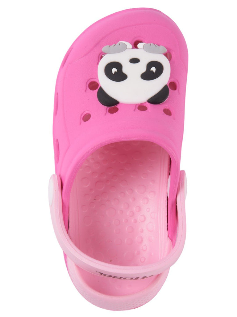 Kids' Pink Clogs with Cute Panda Design and Comfortable Fit-up.