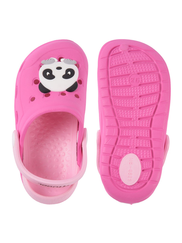 Kids' Pink Clogs with Cute Panda Design and Comfortable Fit-back..