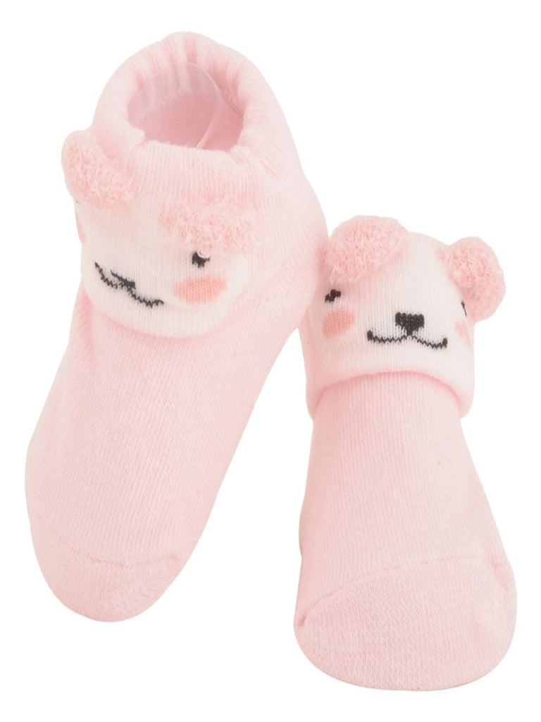 Pink Puppy Baby Socks Upper View - Yellow Bee