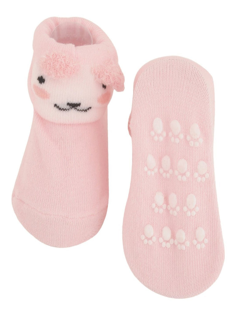 Pink Puppy Baby Socks Front & Back View - Yellow Bee