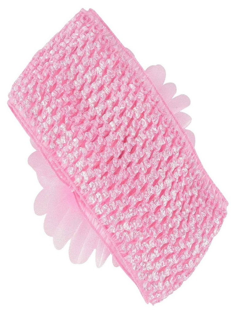 Yellow Bee Pink Ruffle Flower Infant Headbands Back View