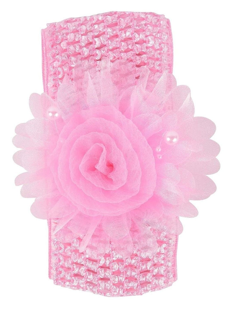 Yellow Bee Pink Ruffle Flower Infant Headbands Angle View