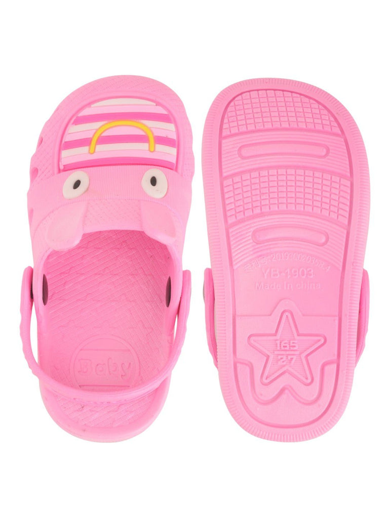 Pink Smiley Face Clogs for Clogs– Fun and Comfortable Slip front and back view