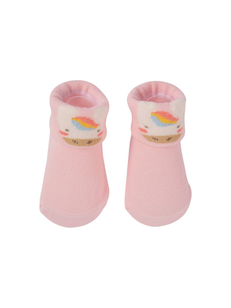 Upper view of Pink Unicorn Baby Socks – Soft and Adorable Design by Yellow Bee