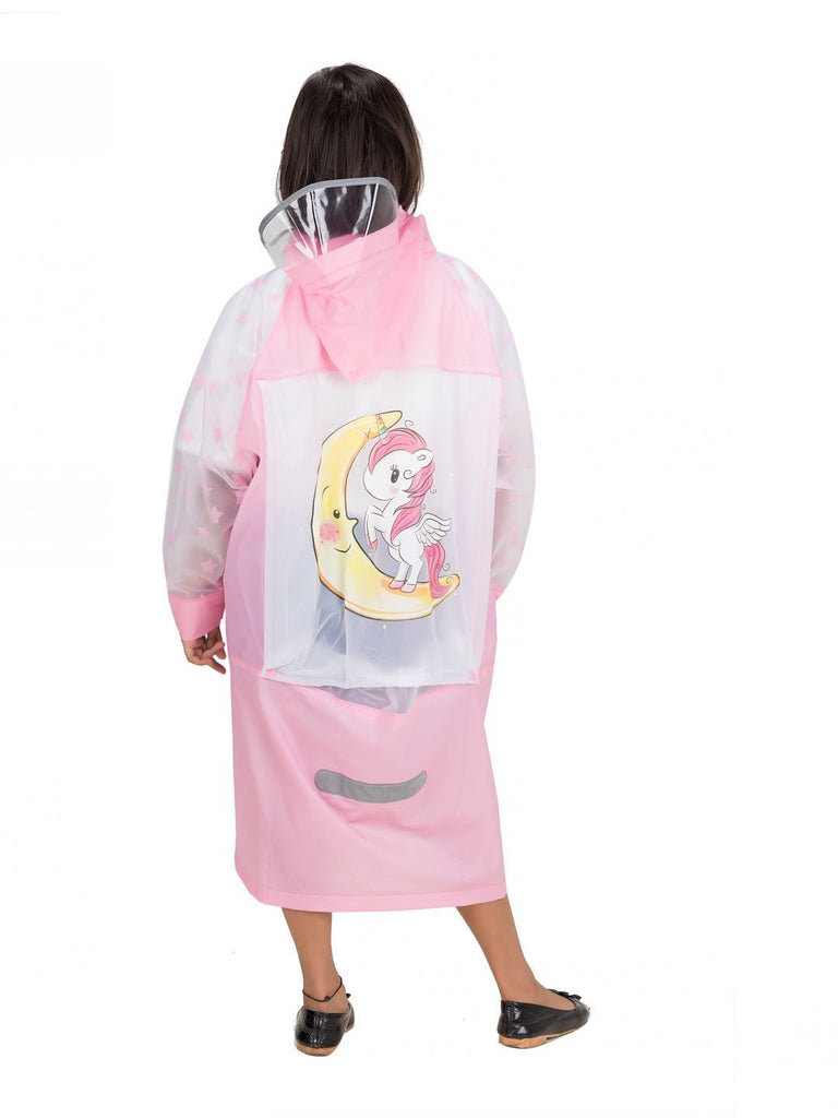 pink-unicorn-raincoat-with-attached-school-bag-space-for-girls- Back View