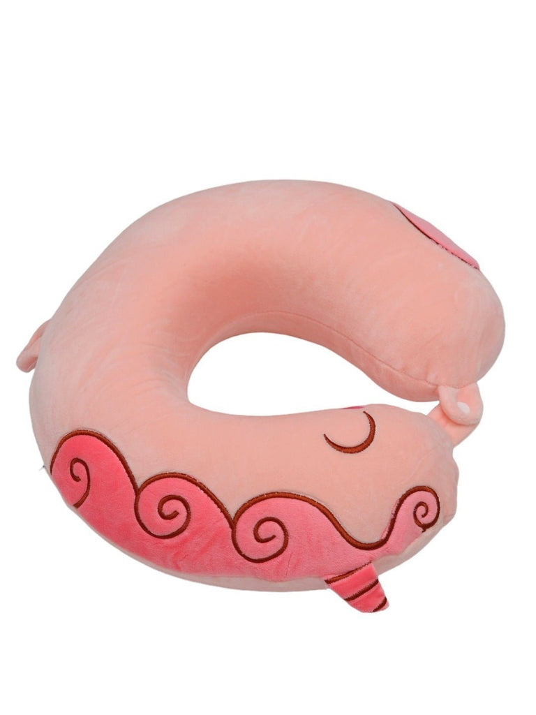 Full view of the Pink Unicorn U-Shaped Travel Neck Pillow for Girls showing the full design