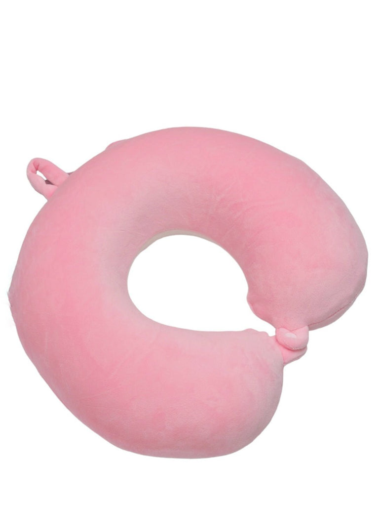 Back view of the Pink Unicorn U-Shaped Travel Neck Pillow for Girls by Yellow Bee