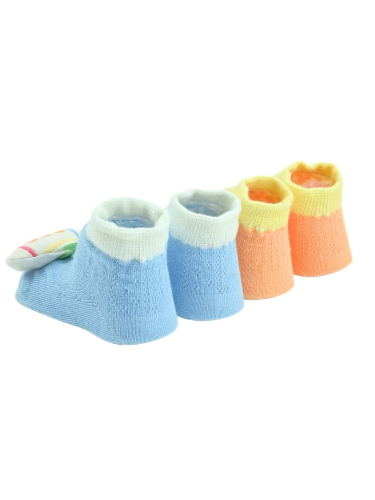 Playful Bear & Submarine Character Baby Doll Head Ankle Socks for Boys - Multi - Back View