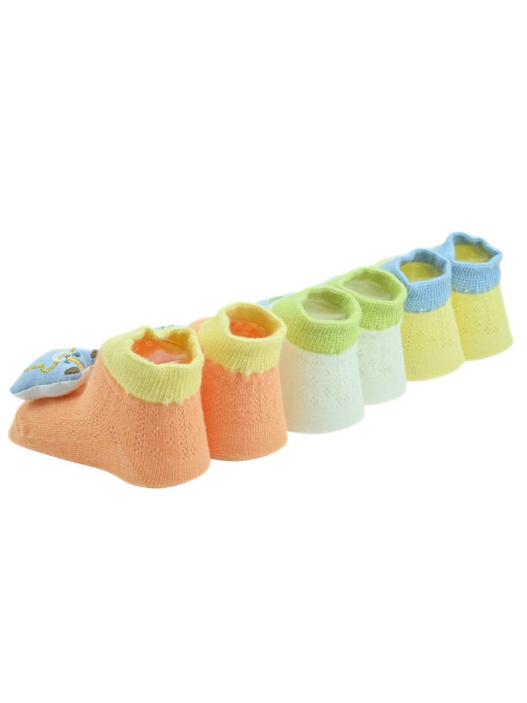 Playful Dino, Car & Bear Character Baby Doll Head Ankle Socks for Boys - Multi - Back View