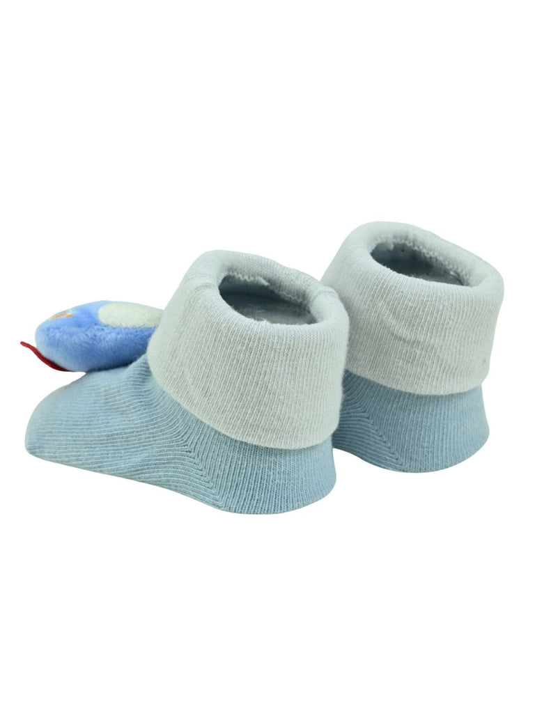 Playful Blue UFO Design Baby Doll Head Socks for Boys - Blue - Back View