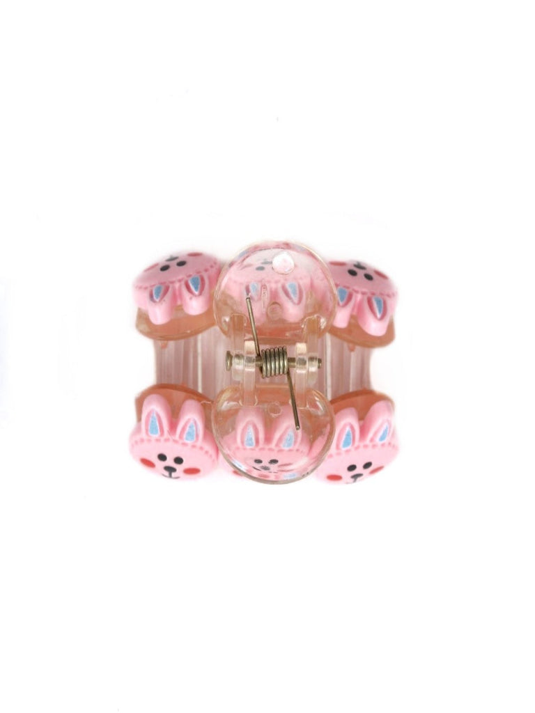 Front view of Playful and Cute Rabbit Face Hair Claw Clip in Pink by Yellow Bee