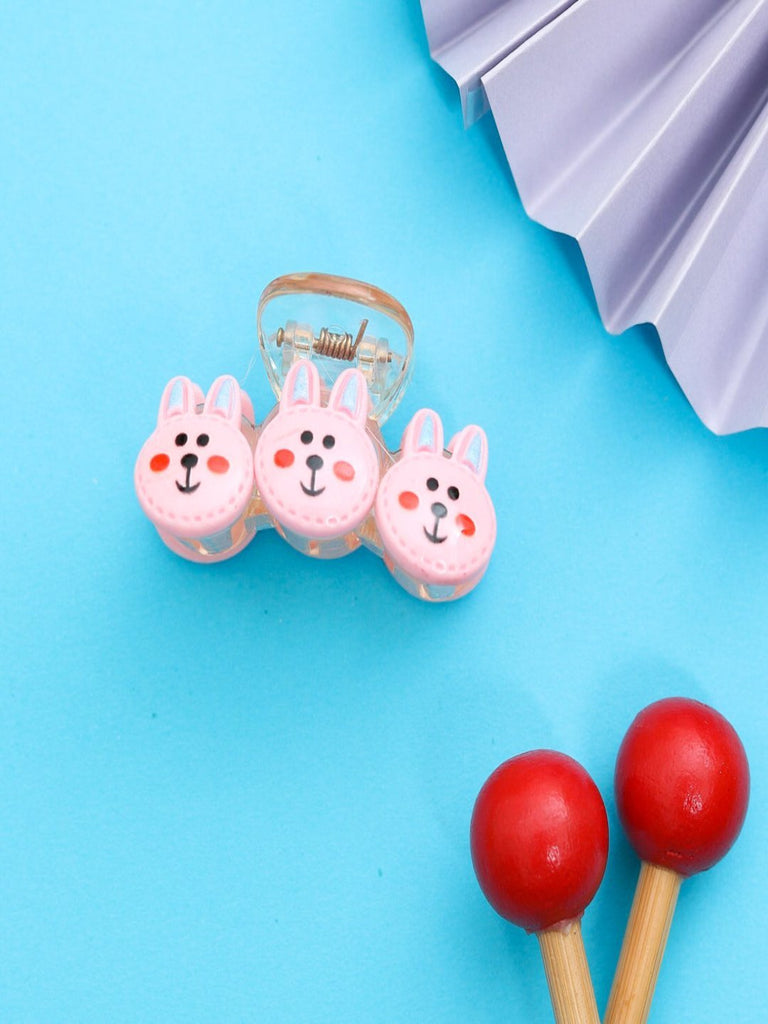 Playful and Cute Rabbit Face Hair Claw Clip in Pink by Yellow Bee - Creative View