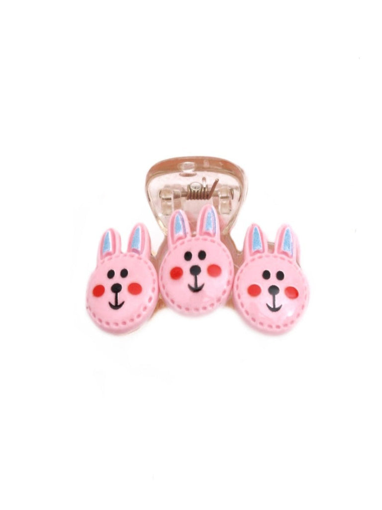 Full view of Playful and Cute Rabbit Face Hair Claw Clip in Pink by Yellow Bee