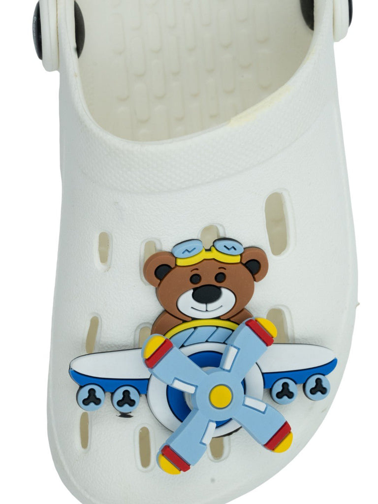 PlayfulandStylishPilotBear_AirplaneCharmClogsforBoys-White-FrontView-1