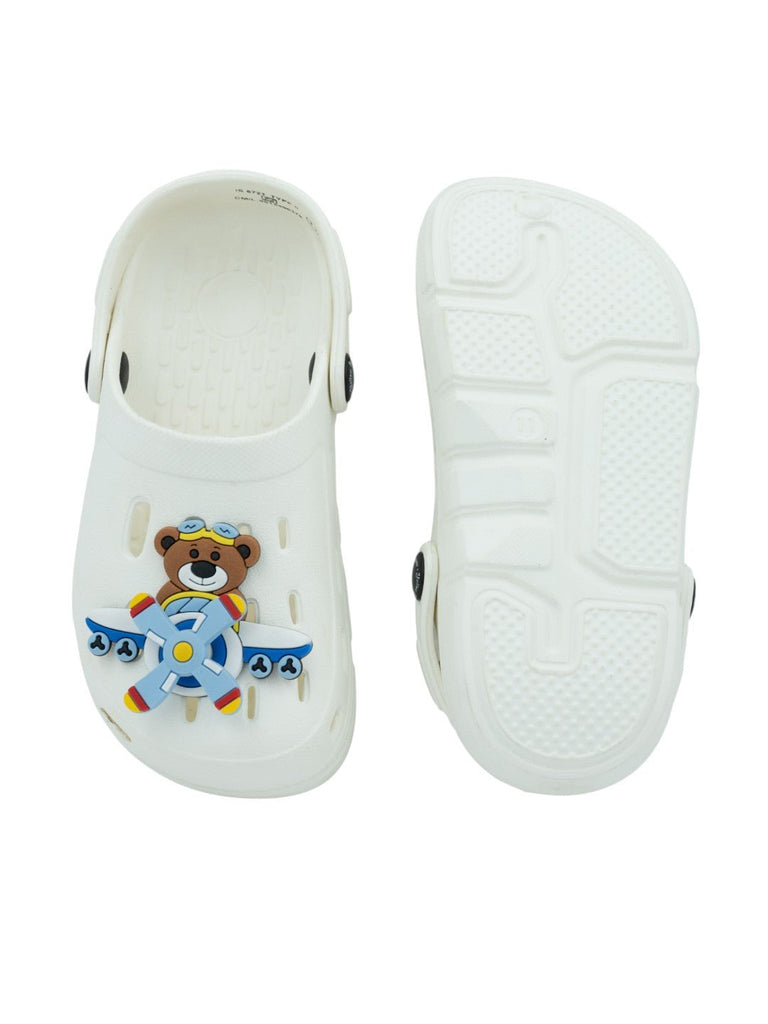 PlayfulandStylishPilotBear_AirplaneCharmClogsforBoys-White-Front_BackView-1