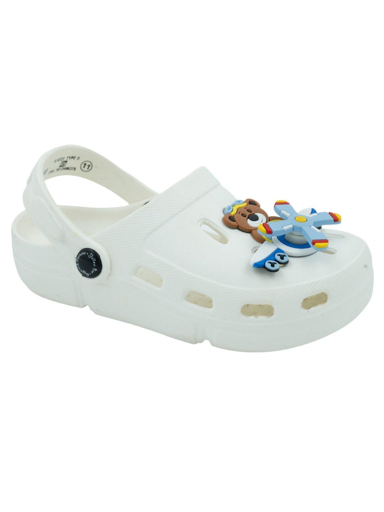 PlayfulandStylishPilotBear_AirplaneCharmClogsforBoys-White-SideAngleView-1