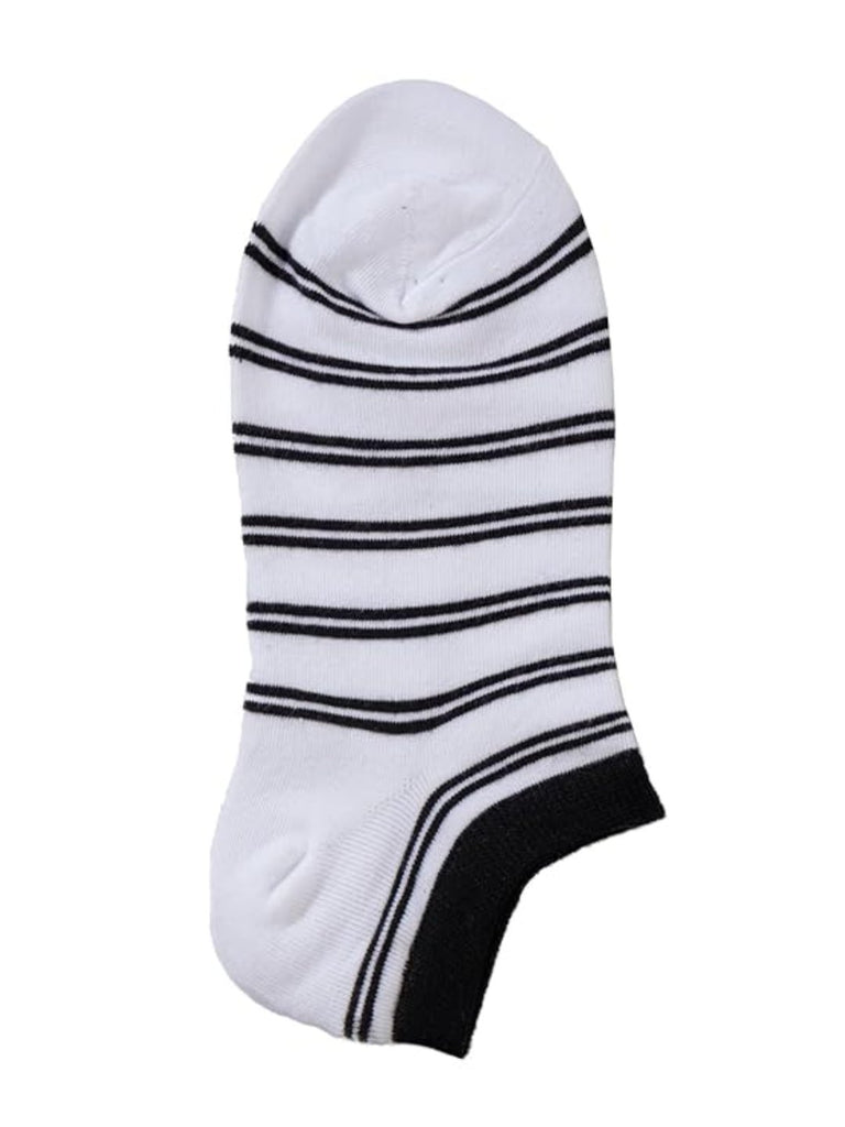 Detailed View of Yellow Bee Cotton Striped Ankle-Length Socks for Kids