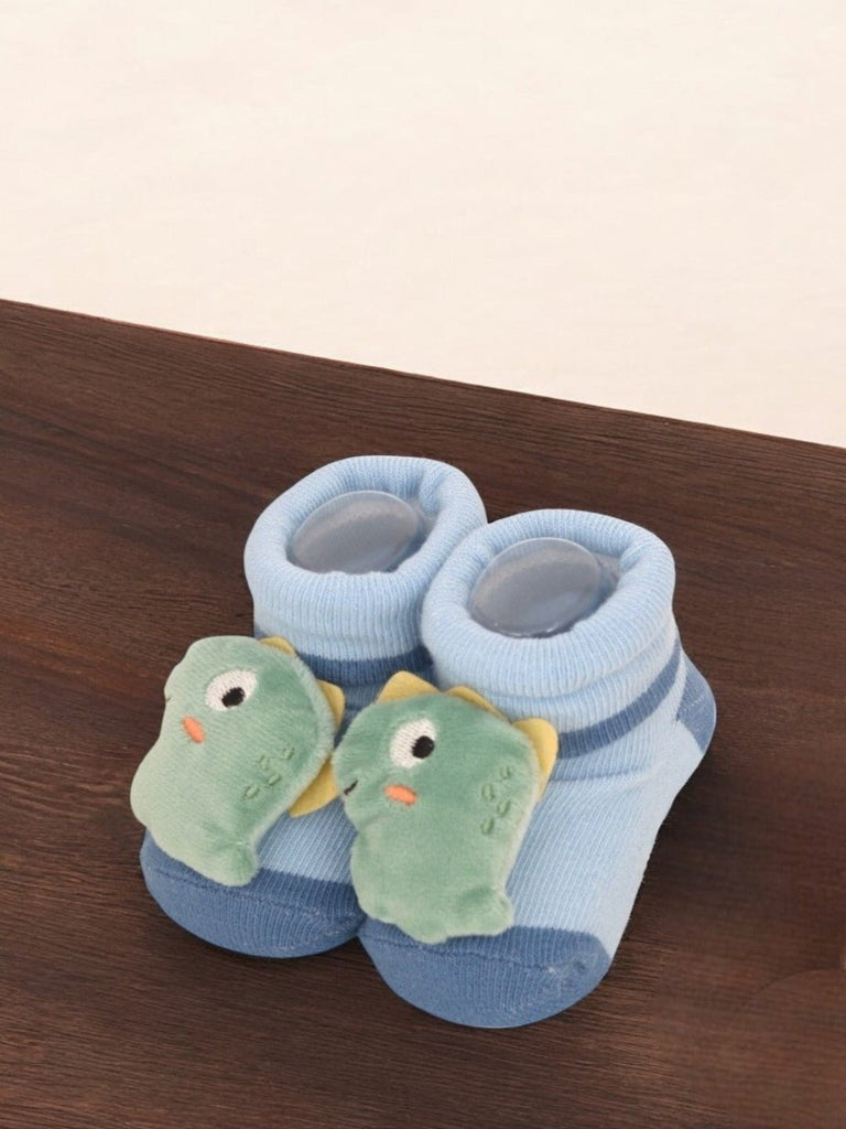 Playful Dinosaur Baby Socks - Ocean Blue Charm