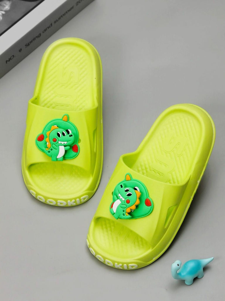 Creative display of Playful Dinosaur Slip-On Sliders for Boys
