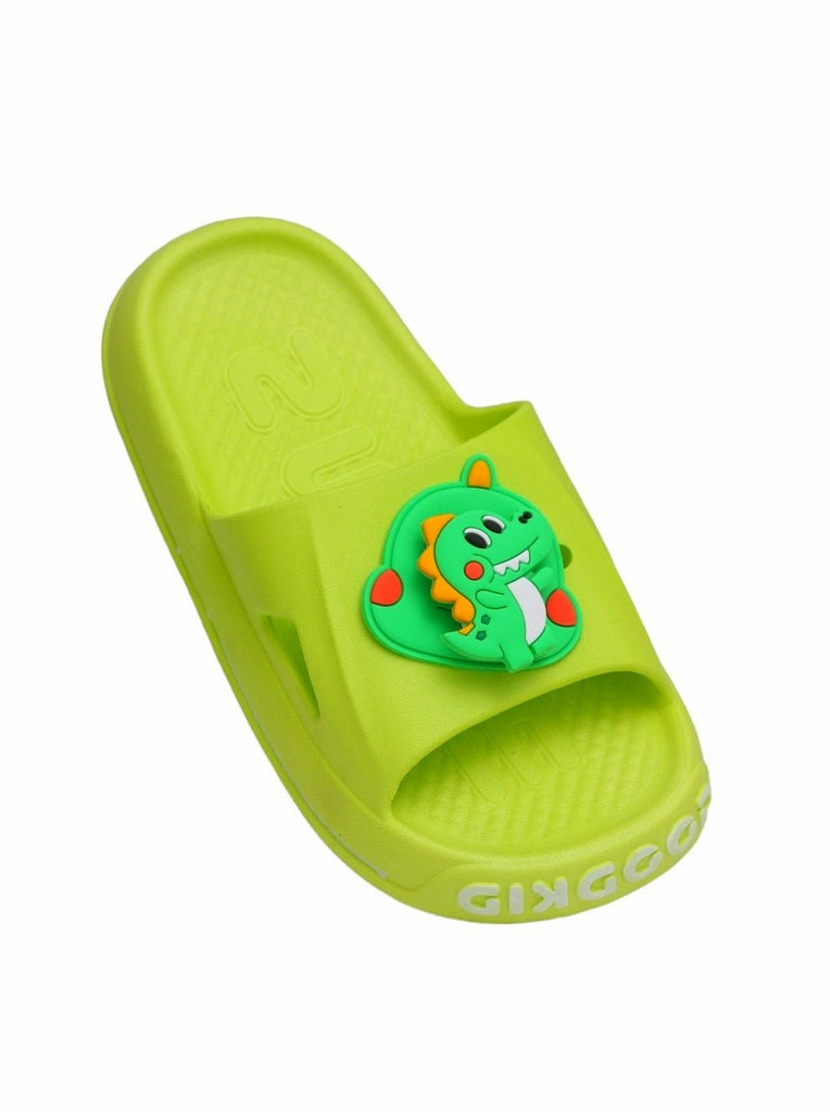 Front view of Playful Dinosaur Slip-On Sliders for Boys