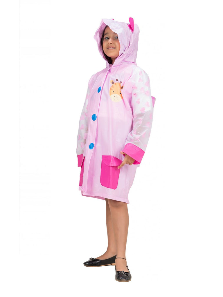 playful-giraffe-hooded-raincoat-for-girls-Side View