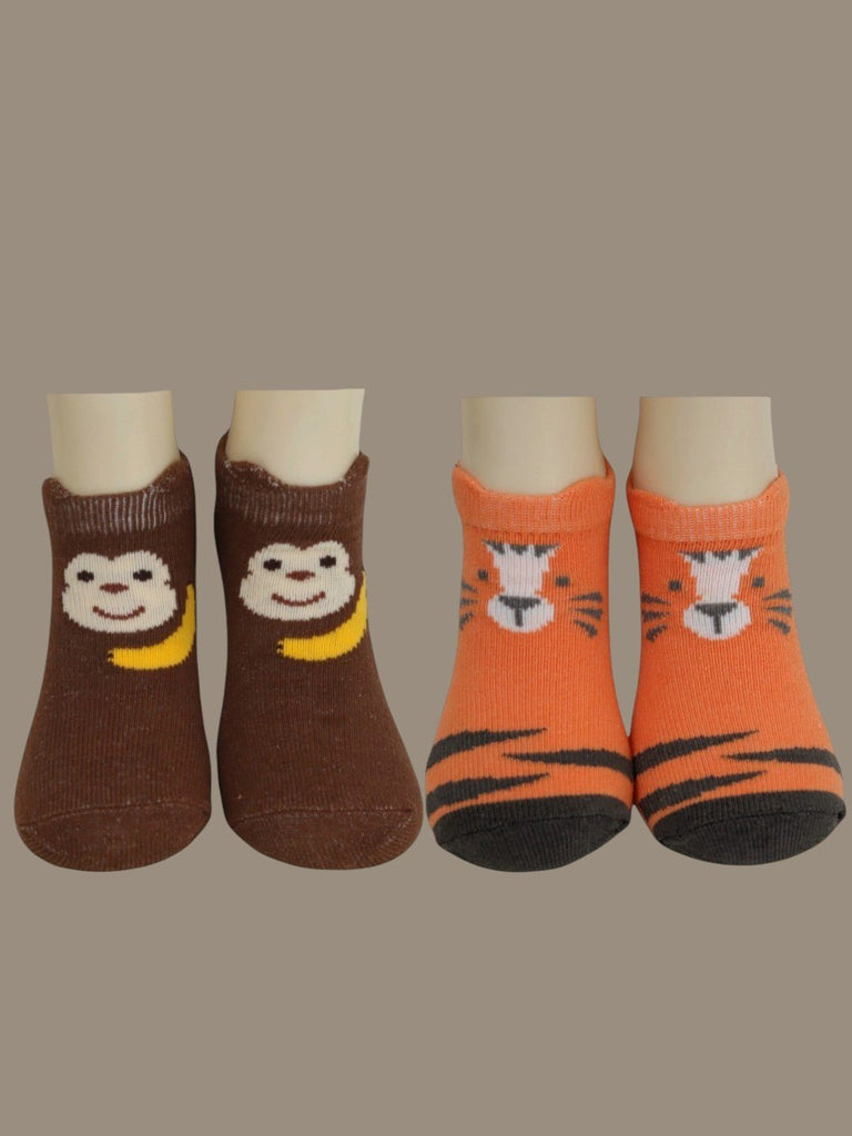 Playful Monkey and Fierce Tiger Socks Combo for Boys- Creative View