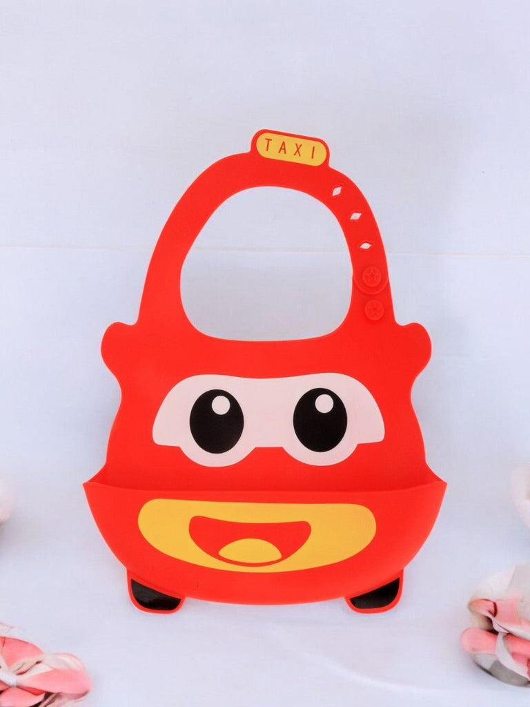 Playful Monster Red Waterproof Bibs with Crumb Catcher For Girls- creative view