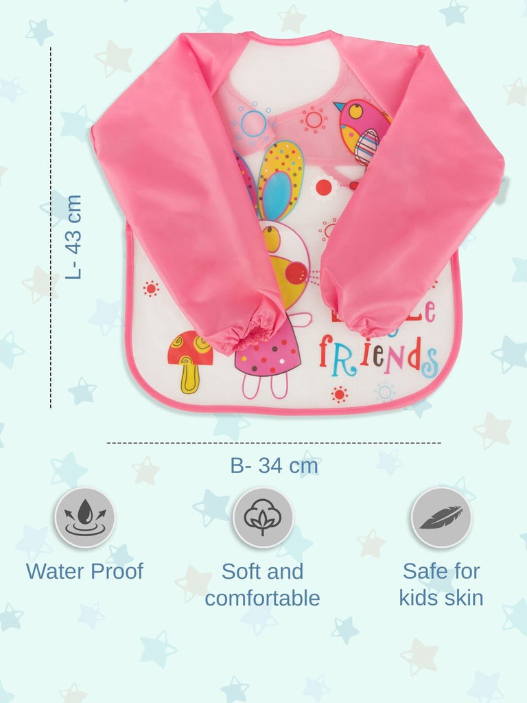 Size Details and Display of Playful Pals Waterproof Baby Bib for Easy Meal Times