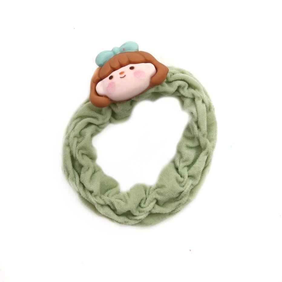 Green Doll Embellished Rubber Band by Yellow Bee for Girls