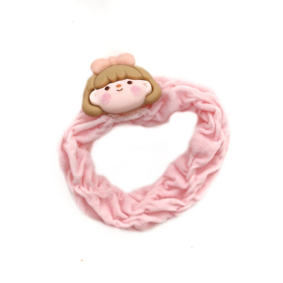 Pink Doll Embellished Rubber Band by Yellow Bee for Girls