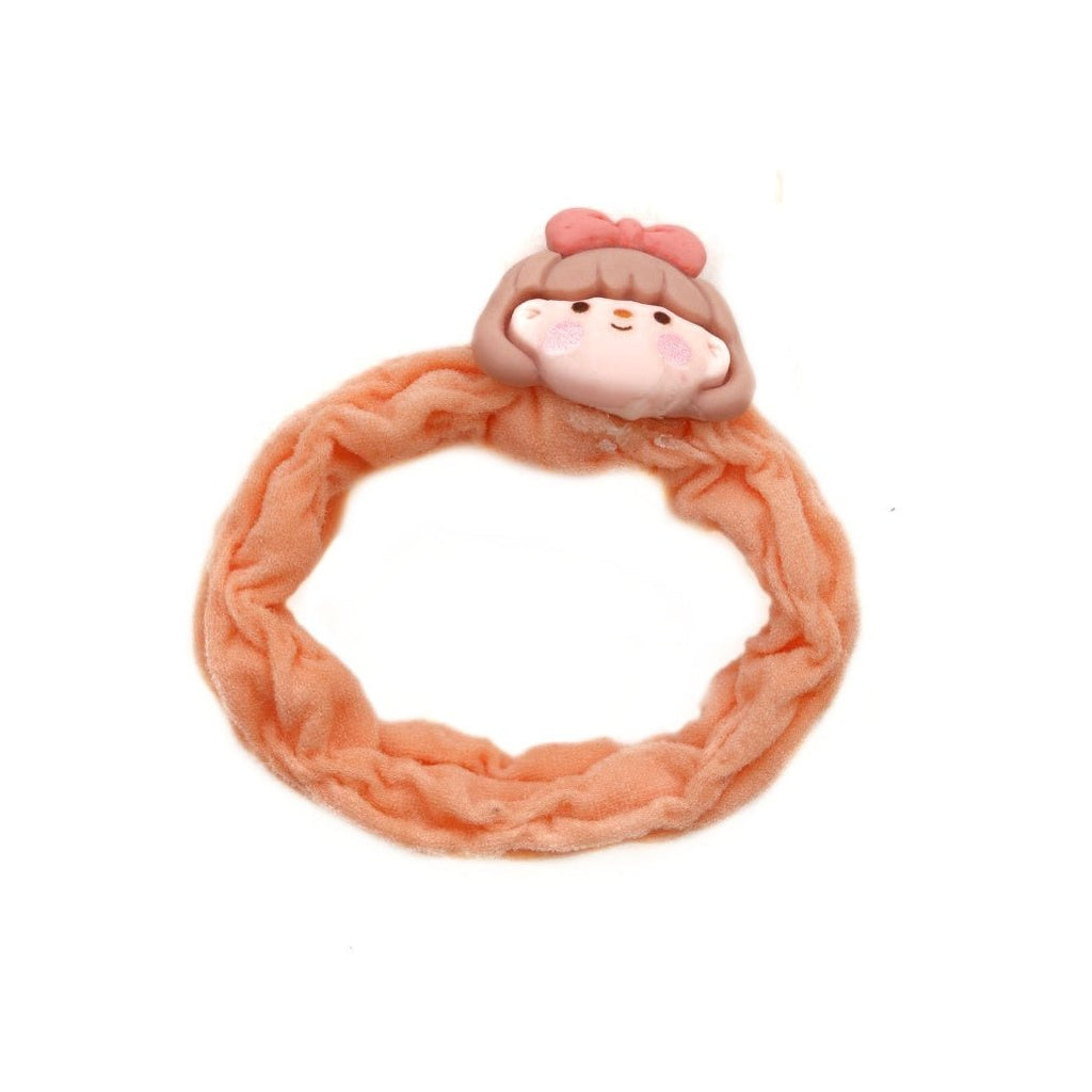 Peach Doll Embellished Rubber Band by Yellow Bee for Girls