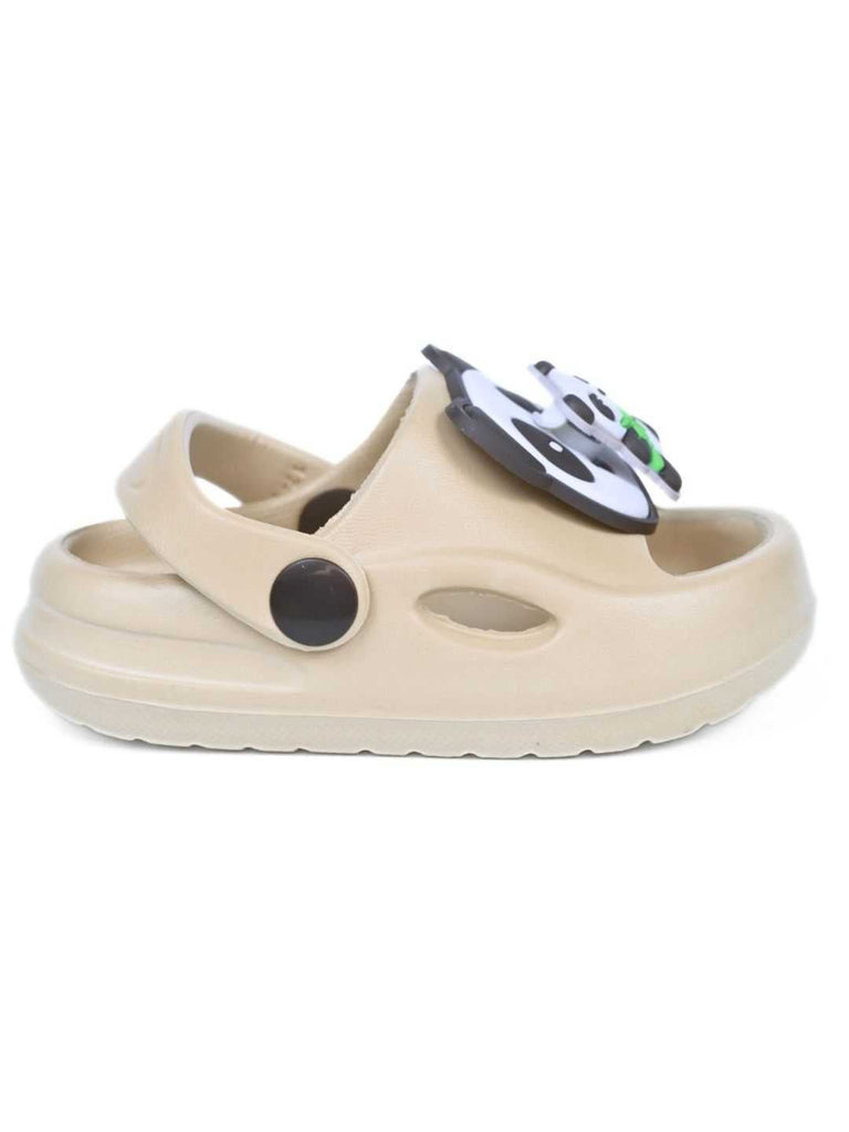Playful Panda & Bamboo Rotating Charms Sandals for Boys – Beige Side View
